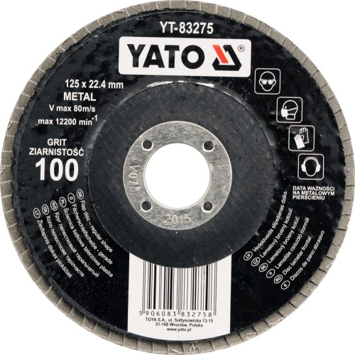YATO ŚCIERNICA LISTKOWA PŁASKA 125MM P80 YT-83274
