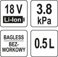 YATO ODKURZACZ Z FILTREM BEZ AKUMULATORA 18V YT-85680