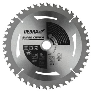 DEDRA PIŁA TARCZOWA DO DREWNA 165X20X1,1X1,6MM 40Z SUPER THIN, DED-HA16540