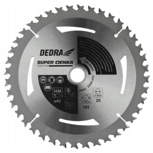 DEDRA PIŁA TARCZOWA DO DREWNA 165X16X1,1X1,6MM 40Z SUPER THIN, DED-HA16540E