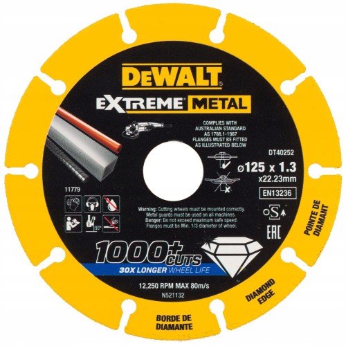 DEWALT TARCZA DIAMENTOWA DO METALU EXTREME METAL 125X22.23X1,3MM, DT40252-QZ