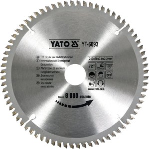 YATO PIŁA TARCZOWA TCT Z WĘGLIKIEM DO ALUMINIUM 210X72TX30MM YT-6093