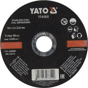 YATO TARCZA DO CIĘCIA METALI I  STALI NIERDZEWNYCH 125X1,0 YT-61025