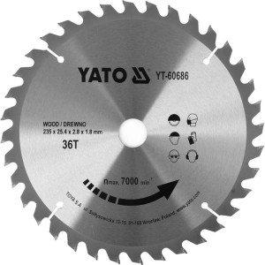 YATO PIŁA TARCZOWA TCT Z WĘGLIKIEM DO DREWNA 235X36TX25.4MM YT-60686
