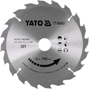 YATO PIŁA TARCZOWA TCT Z WĘGLIKIEM DO DREWNA 210X20TX30MM YT-60665