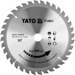 YATO PIŁA TARCZOWA TCT Z WĘGLIKIEM DO DREWNA 190X36TX20MM YT-60635