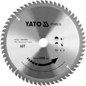 YATO PIŁA TARCZOWA TCT Z WĘGLIKIEM DO DREWNA 190X60TX20MM YT-60636