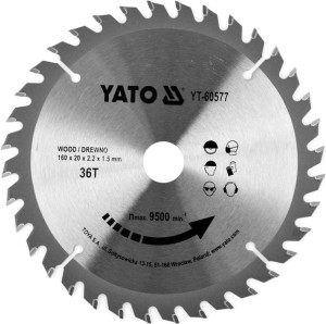 YATO PIŁA TARCZOWA TCT Z WĘGLIKIEM DO DREWNA 160X36TX20MM YT-60577
