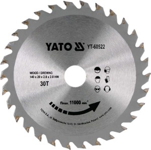 YATO PIŁA TARCZOWA TCT Z WĘGLIKIEM DO DREWNA 140X30TX20MM YT-60522