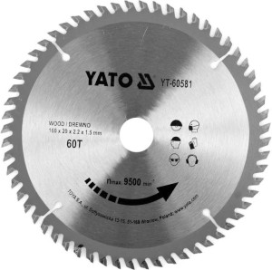 YATO PIŁA TARCZOWA TCT Z WĘGLIKIEM DO DREWNA 160X60TX20MM YT-60581