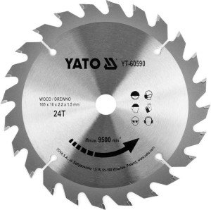 YATO PIŁA TARCZOWA TCT Z WĘGLIKIEM DO DREWNA 165X24TX16MM YT-60590