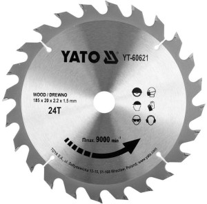 YATO PIŁA TARCZOWA TCT Z WĘGLIKIEM DO DREWNA 185X24TX20MM YT-60621