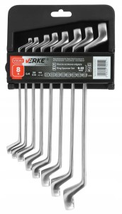VERKE KLUCZE OCZKOWE ODGIĘTE 8 EL. 6-22MM WIESZAK V35382