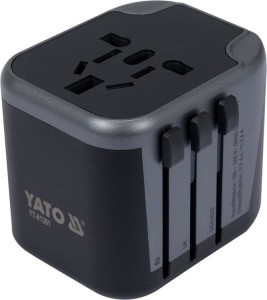 YATO ADAPTER PODRÓŻNY UNIWERSALNY Z ŁADOWARKĄ 2XUSB 5V/2,4A 12W YT-81301