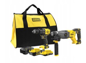 STANLEY ZESTAW COMBO FATMAX V20 WIERTARKO-WKRĘTARKA SFMCD715(60NM) + MŁOTOWIERTARKA SFMCH900 BEZSZCZOTKOWE 1X2.0AH + 1X4.0AH TORBA SFMCK216MDS-QW – DARMOWA WYSYŁKA