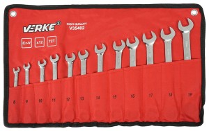 VERKE KLUCZE PŁASKO-OCZKOWE Z GRZECHOTKĄ 8-19MM 12SZT V35402