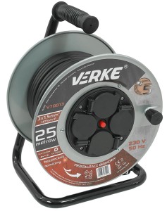 VERKE PRZEDŁUŻACZ NA BĘBNIE STALOWYM 3X1,5MM 25M GNIAZDA HERMETYCZNE V70013 – DARMOWA WYSYŁKA