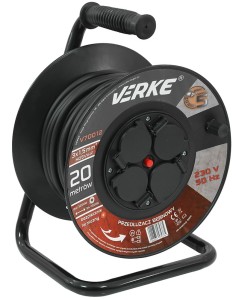 VERKE PRZEDŁUŻACZ NA BĘBNIE 3X1,5MM 20M GNIAZDA HERMETYCZNE V70012