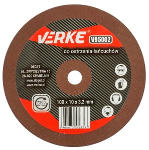 VERKE KAMIEŃ SZLIFIERSKI DO OSTRZAŁEK ELEKTRYCZNYCH DO ŁAŃCUCHÓW TARCZA OSTRZAŁKI 100X10X3,2MM V95002