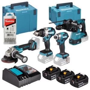 MAKITA ZESTAW COMBO DGA504 + DDF489 + DTD173 + DHR243 18V 3X5.0AH 2XMAKPAC DLX4196JX1 – DARMOWA WYSYŁKA