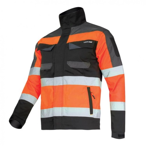 LAHTI PRO ROZ.M KURTKA OSTRZEGAWCZA - SLIM FIT CZARNO-POMARAŃCZOWA L4041202