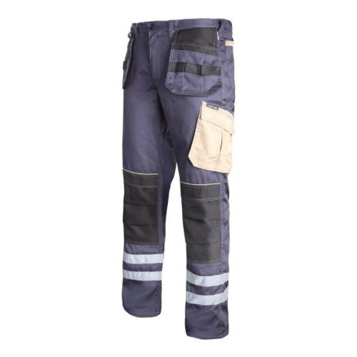 LAHTI PRO ROZ. M SPODNIE SZARO-CZARNO-BEŻOWE Z PASAMI ODBLASKOWYMI L4050702