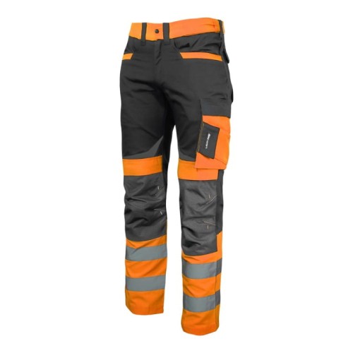 LAHTI PRO ROZ. XL SPODNIE OSTRZEGAWCZE - SLIM FIT CZARNO-POMARAŃCZOWE L4051204