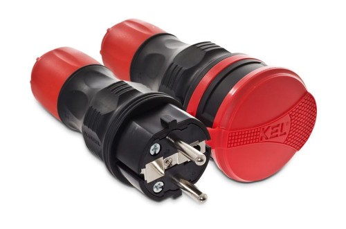 PLASTROL ZESTAW PRZYŁĄCZENIOWY EXTREM WTYCZKA WT-54 + GNIAZDO GN-54, CZARNO-CZERWONY ZWG-54 W98004