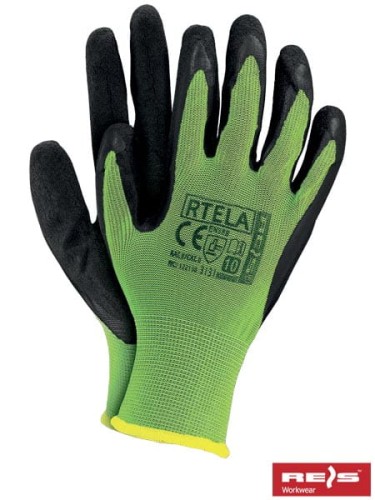 REIS ROZ. 10 ORYGINALNE RĘKAWICE POLIESTROWE POWLEKANE LATEKSEM RTELA LB