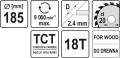 YATO TARCZA PILARSKA 185X20MM 18 ZĘBY YT-6063