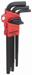 BONDHUS ZESTAW KLUCZY IMBUSOWYCH DŁUGICH  Z KULKĄ 1,5-10MM 9 CZ. 16099