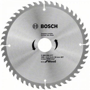 BOSCH TARCZA TNĄCA DO DREWNA ECO OPTILINE WOOD 190x2.2/1.4x30MM 48 ZĘBÓW 2608644377