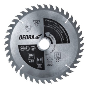 DEDRA PIŁA TARCZOWA Z WĘGLIKIEM SPIEKANYM DO DREWNA HM 185x20MM 40Z H18540