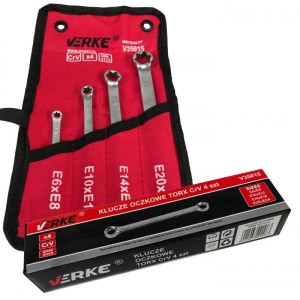 VERKE KLUCZE OCZKOWE TORX E6-E24  4 SZT. + ETUI  V35015
