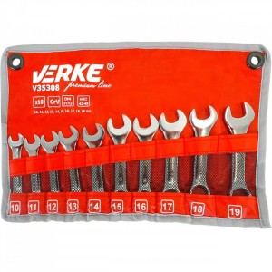 VERKE KLUCZE PŁASKO-OCZKOWE KRÓTKIE 10-19MM, 10SZT. V35308