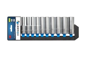 HOGERT ZESTAW NASADEK SZEŚCIOKĄTNYCH 10 SZT., 1/2", DŁUGIE, CRV HT1A888