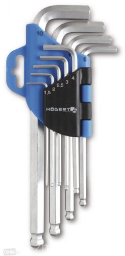 HOGERT KLUCZE IMBUSOWE Z KULKĄ 1.5-10MM ZESTAW 9 SZT. HT1W804