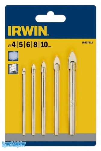 IRWIN ZESTAW WIERTEŁ 4-10MM DO SZKŁA I PŁYTEK 5 SZT. 10507912